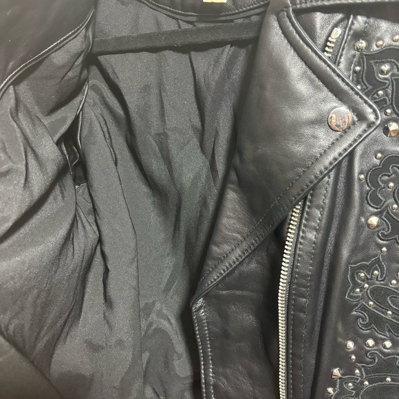 Michael Kors Leather Moto Biker Jacket - Picture 7 of 8